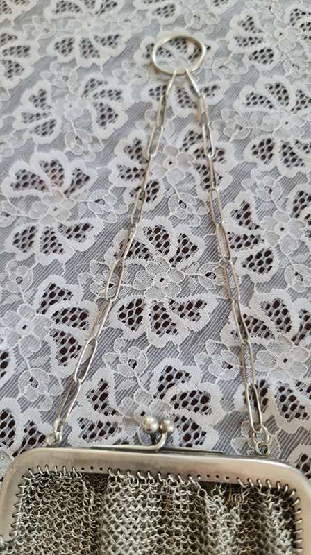Antique money purse! Solid STERLING SILVER, marked sterlin with a paperclip style chain