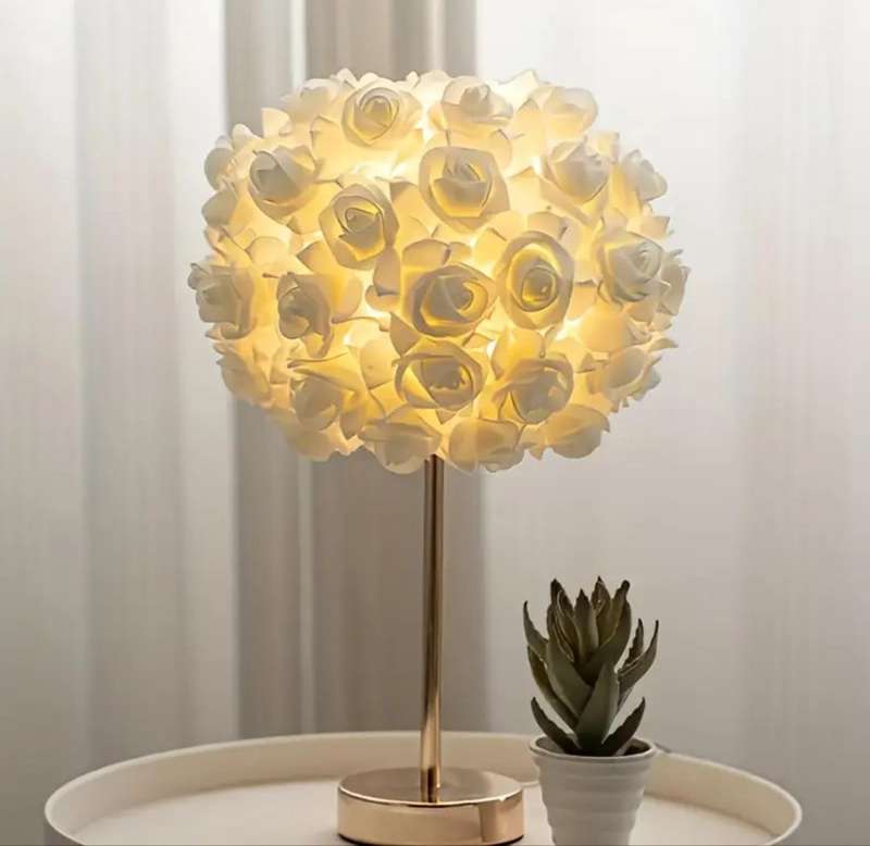 Stunning Rose Flower Table Lamp, designed to bring warmth and style