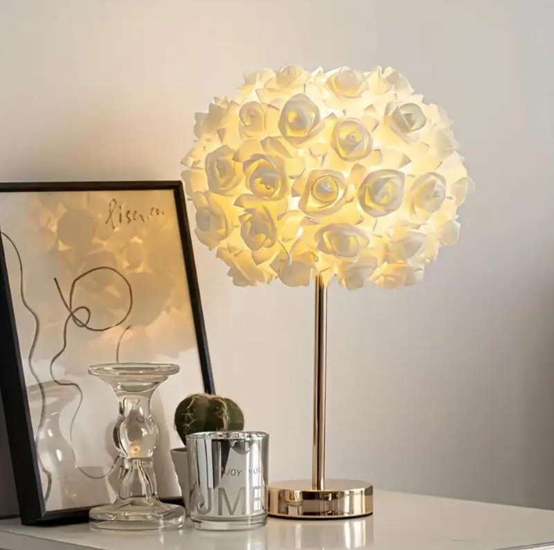 Stunning Rose Flower Table Lamp, designed to bring warmth and style