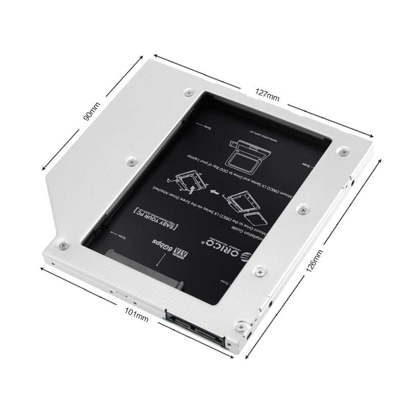 Orico 2.5" SATA HDD/SSD Optical Caddy Tray Adapter L95SS-SV-BP (Silver) *** OPEN BOX / RESEALED ***