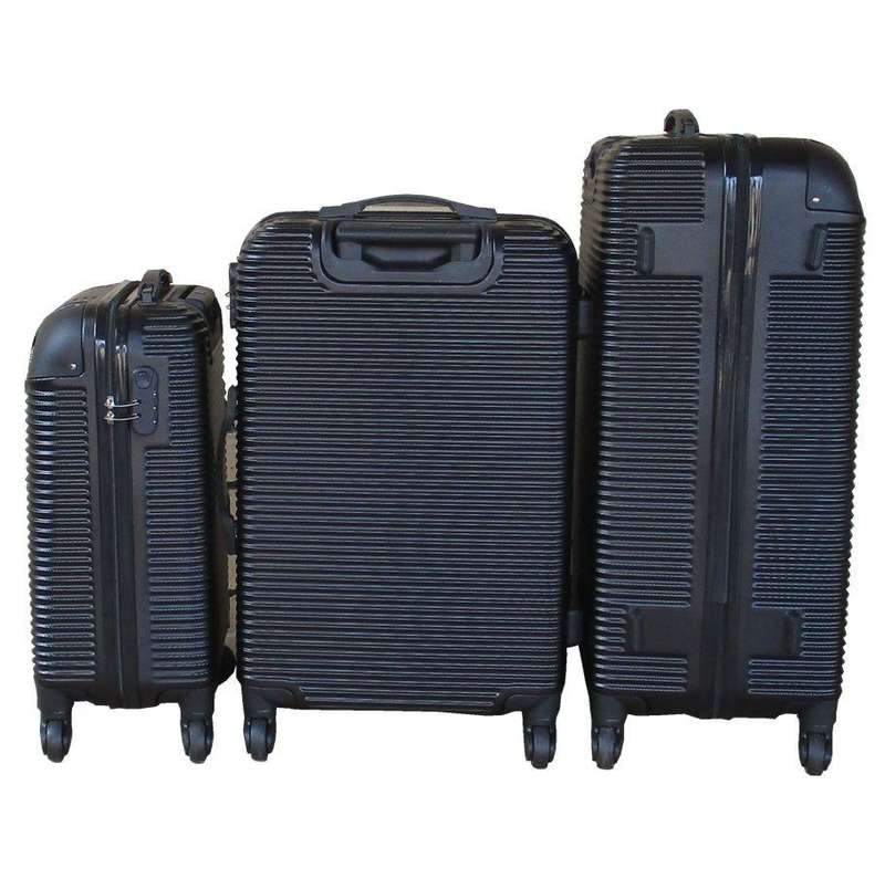 Black ABS 3-Piece Spinner Luggage Set with sec Lock  Durable Hard Shell Travel Cases for SA Travel