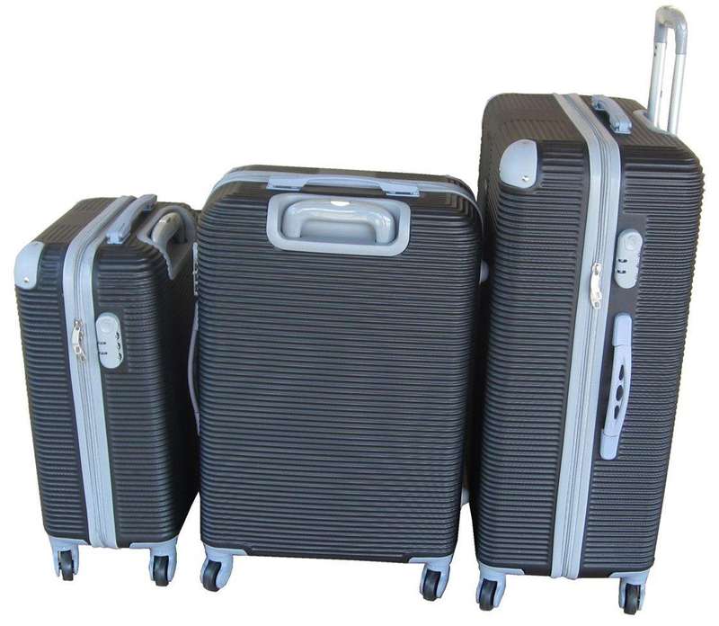 Premium 3-Piece Black Hard Shell Spinner Luggage Set with LockLightweight Travel Bags South Africa