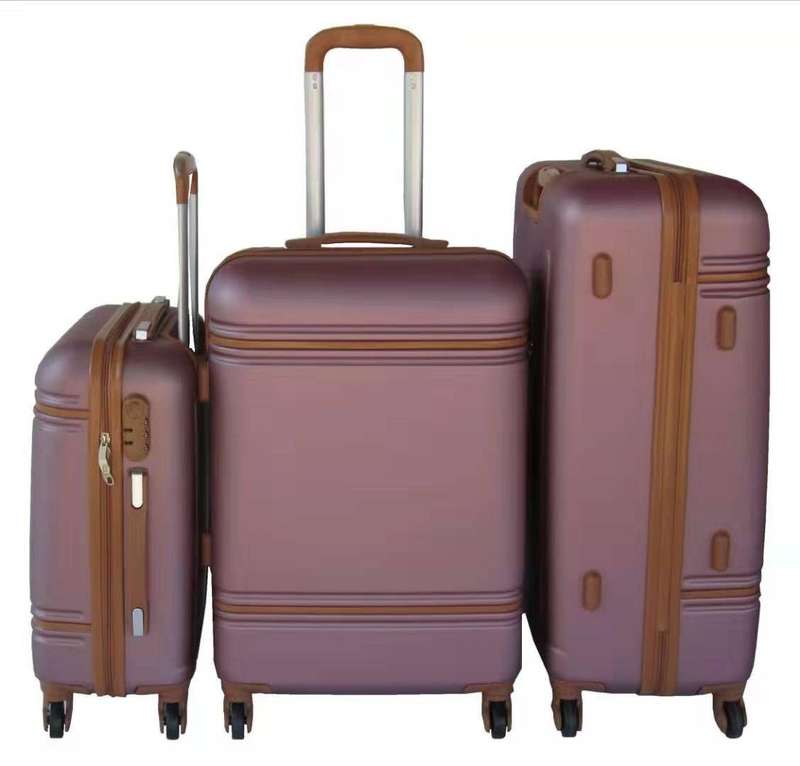 Pink ABS Luggage Set - 3 Piece Spinner Suitcases with Locks, Polka Dot Lining & Reinforced Design