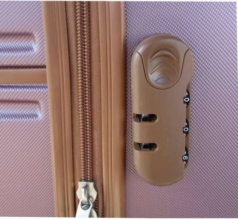 Pink ABS Luggage Set - 3 Piece Spinner Suitcases with Locks, Polka Dot Lining & Reinforced Design