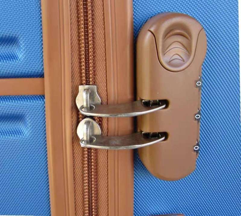 Premium Blue ABS Luggage Set - 3 Piece Spinner Suitcases with Locks & Trim - Lightweight Travel Bags