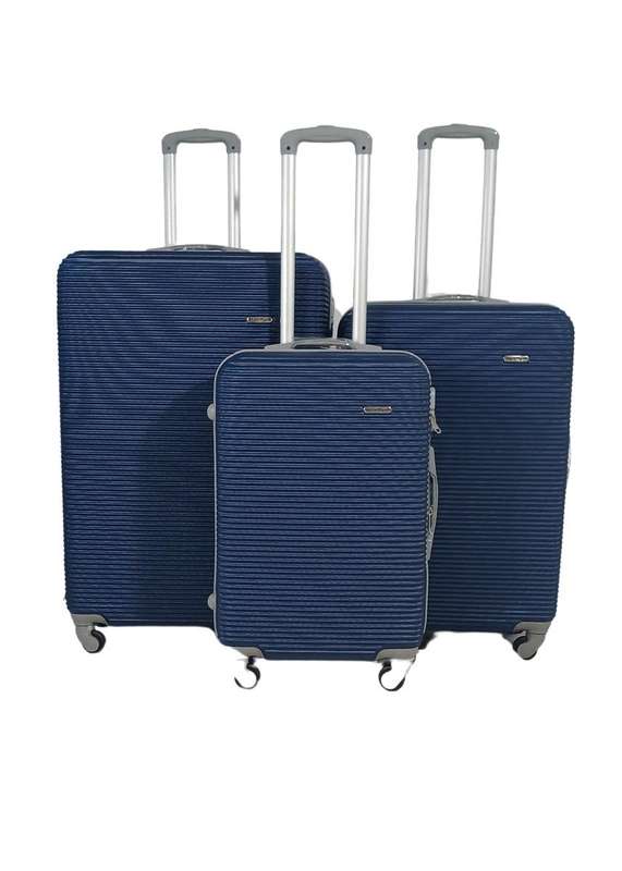 Navy Blue 3-Piece Hard Shell Luggage Set with Spinner Wheels &  Lock  Durable & Lightweight