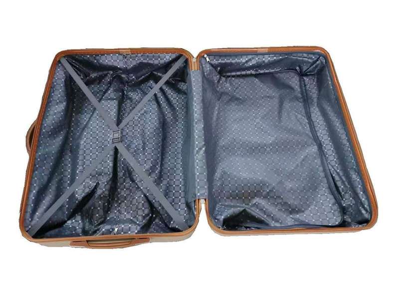 Gold ABS Luggage Set - 3 Piece Spinner Suitcases with Locks, Polka Dot Lining & Hard Shell Design
