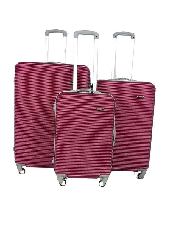 3-Piece Burgundy Hard-Shell Luggage Set with Spinner Wheels & Locks  Lightweight Travel Suitcas