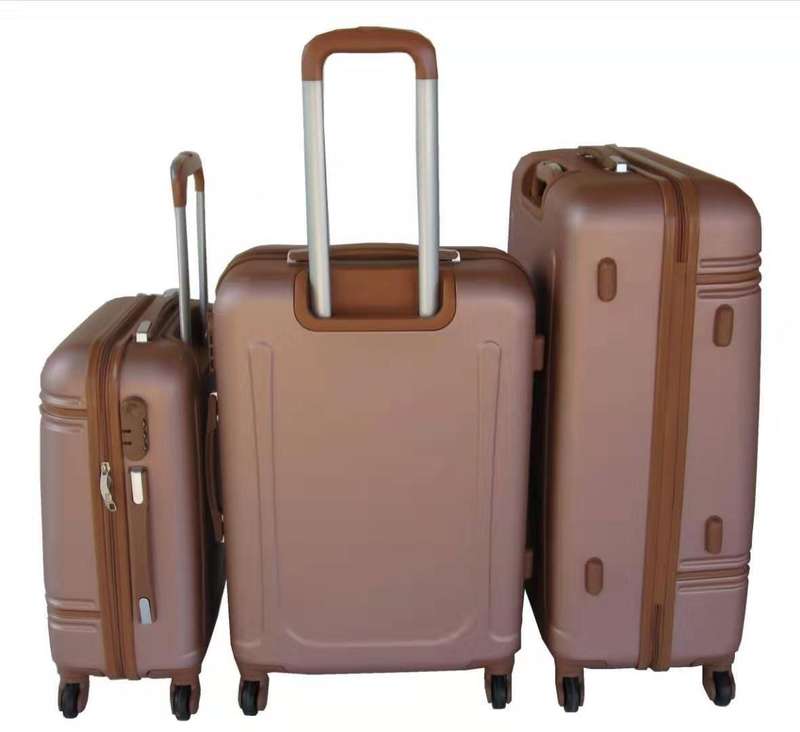 Rose Gold ABS Luggage Set - 3 Piece Spinner Suitcases with Locks, Polka Dot Lining & Sleek Design