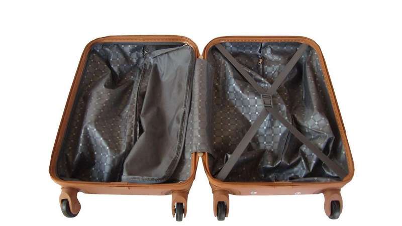 Rose Gold ABS Luggage Set - 3 Piece Spinner Suitcases with Locks, Polka Dot Lining & Sleek Design