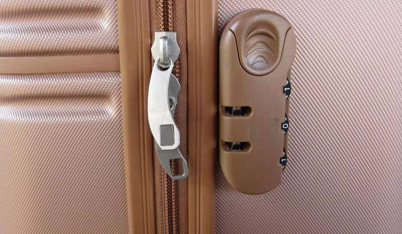 Rose Gold ABS Luggage Set - 3 Piece Spinner Suitcases with Locks, Polka Dot Lining & Sleek Design