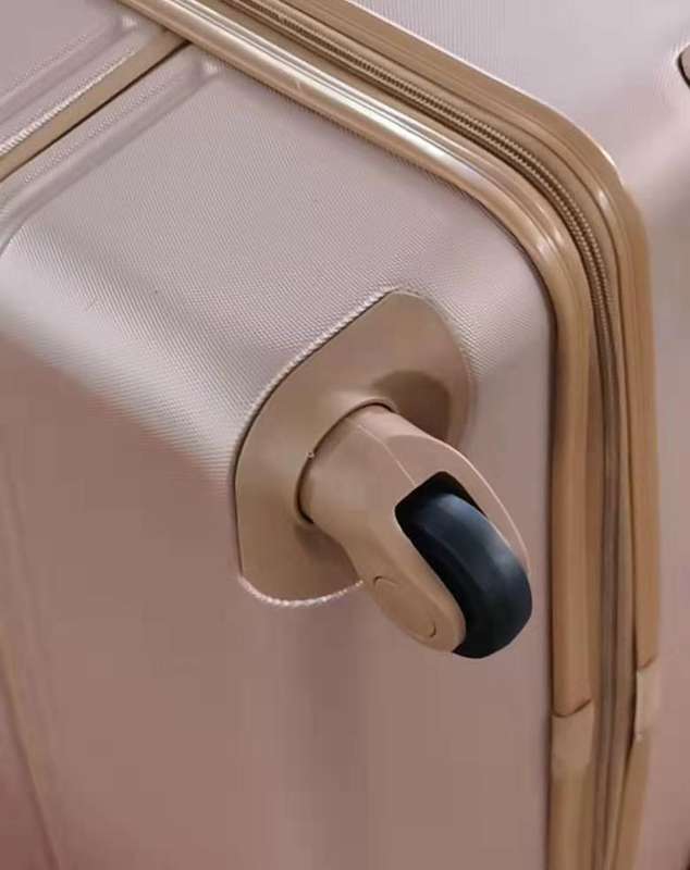 Rose Gold ABS Luggage Set - 3 Piece Spinner Suitcases with Locks, Polka Dot Lining & Sleek Design