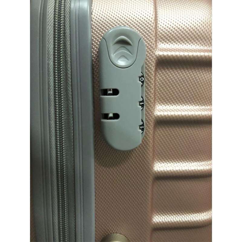 Rose Gold 3-Piece Hard Shell Luggage Set  Spinner Trolleys with Lock, Ribbed Design, SA Travel Bags