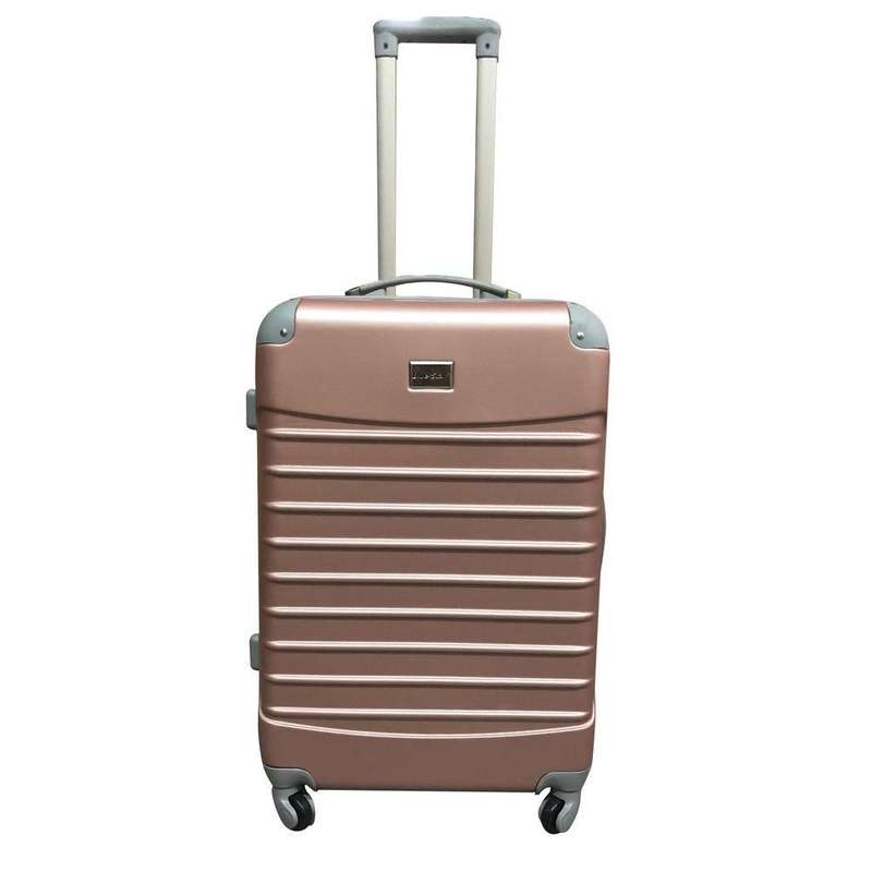 Rose Gold 3-Piece Hard Shell Luggage Set  Spinner Trolleys with Lock, Ribbed Design, SA Travel Bags