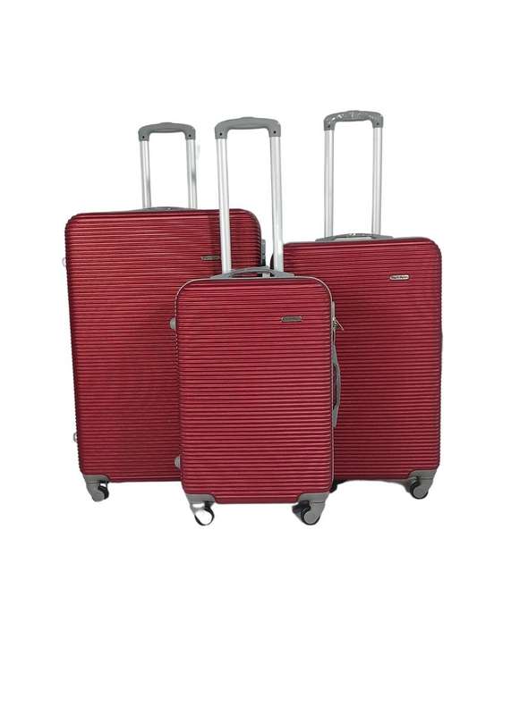 Durable 3-Piece Red Hard Shell Spinner Luggage Set with Locks  Lightweight Travel Trolley Cases