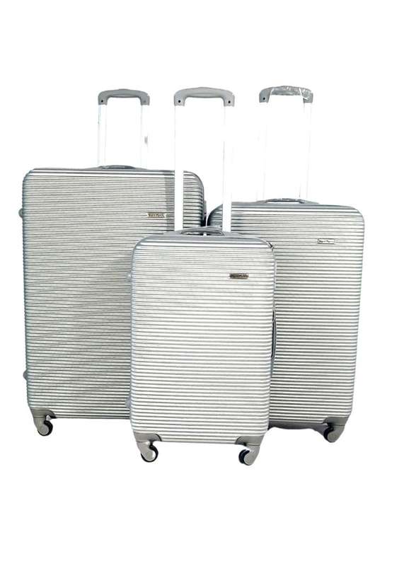 3-Piece Hard Shell Spinner Luggage SetSilverLightweight, Durable, Lockable, 360° Wheels SA Travel