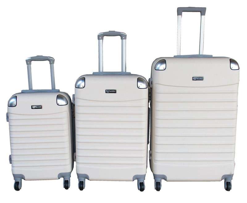 White 3-Piece Hard Shell Luggage Set  Spinner Trolley Bags with Lock, Interior Lining, SA Travel
