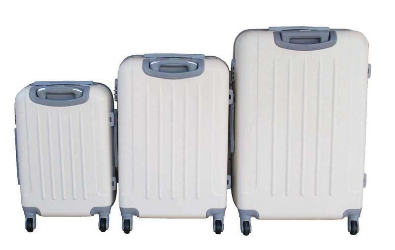 White 3-Piece Hard Shell Luggage Set  Spinner Trolley Bags with Lock, Interior Lining, SA Travel