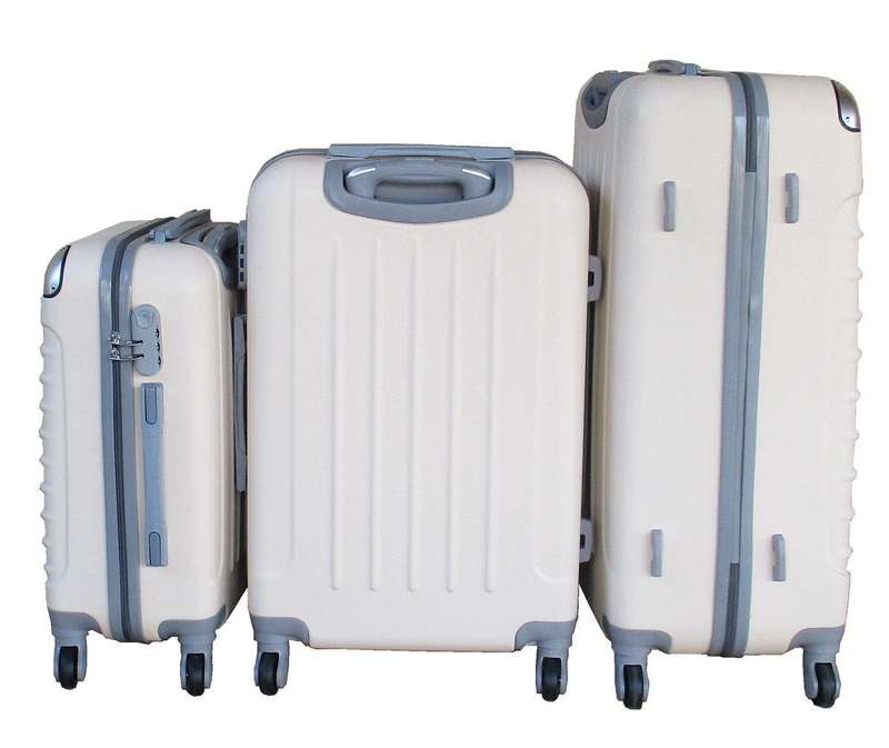 White 3-Piece Hard Shell Luggage Set  Spinner Trolley Bags with Lock, Interior Lining, SA Travel