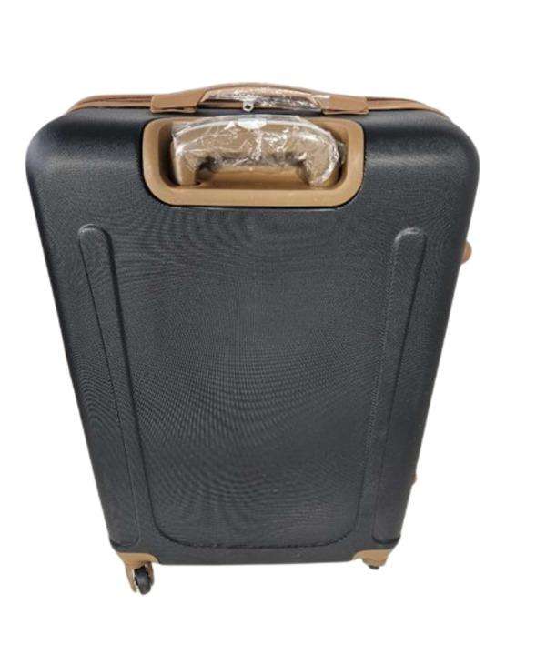 Black ABS Luggage Set - 3 Piece Spinner Suitcases with Locks, Polka Dot Lining & Brown Accents