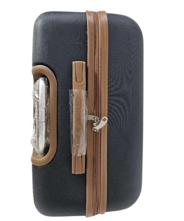 Black ABS Luggage Set - 3 Piece Spinner Suitcases with Locks, Polka Dot Lining & Brown Accents
