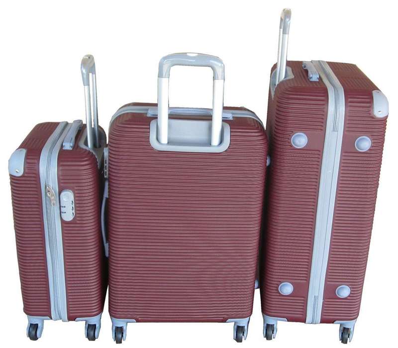 3-Piece Maroon Spinner Luggage Set with LocksDurable Nested Hard Shell Travel Bags for South Africa
