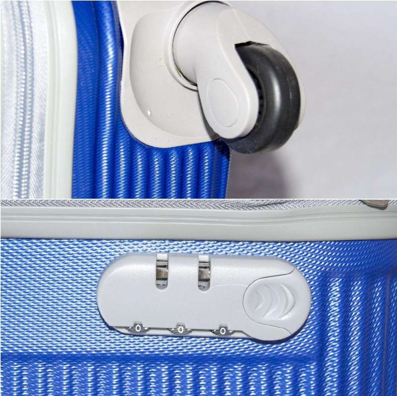 3-Piece ABS Hard Shell Luggage Set - Royal Blue Spinner Trolley Cases with Lock - Travel Bags SA