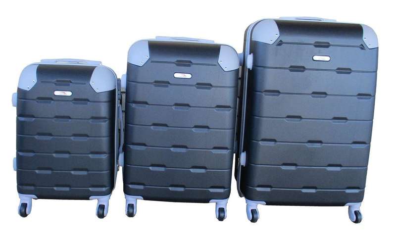3-Piece Black Spinner Luggage Set with Locks, Hard Shell, Lightweight, Nested  Travel Ready SA