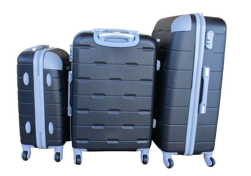 3-Piece Black Spinner Luggage Set with Locks, Hard Shell, Lightweight, Nested  Travel Ready SA