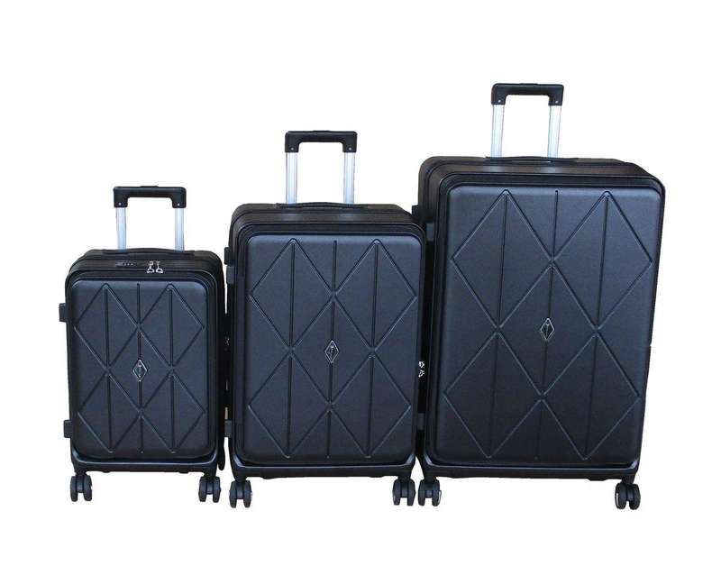 Black 3-Piece Hardshell Spinner Luggage Set with TSA Locks & Dual Shell Patterns  Travel Ready SA