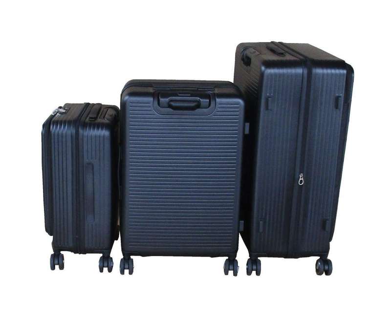 Black 3-Piece Hardshell Spinner Luggage Set with TSA Locks & Dual Shell Patterns  Travel Ready SA