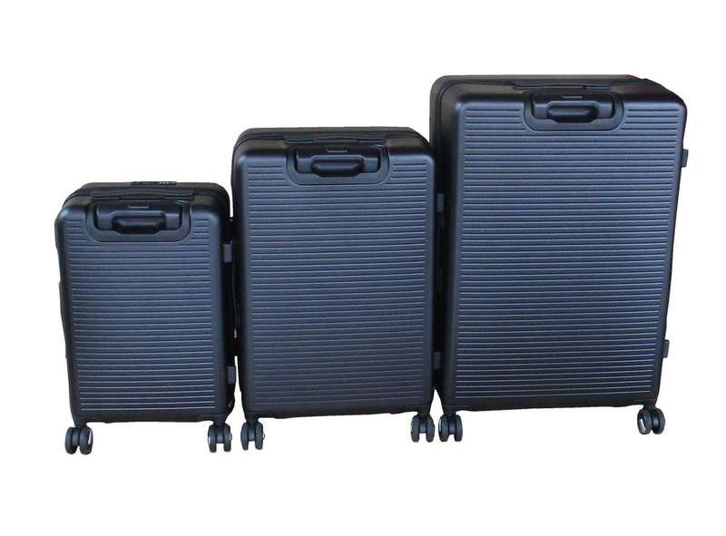 Black 3-Piece Hardshell Spinner Luggage Set with TSA Locks & Dual Shell Patterns  Travel Ready SA