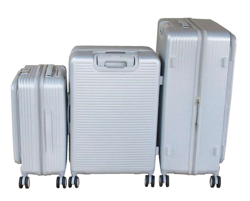 Silver 3-Piece Expandable Hard-Shell Luggage Set with Spinner Wheels & TSA Locks  Travel Smart SA