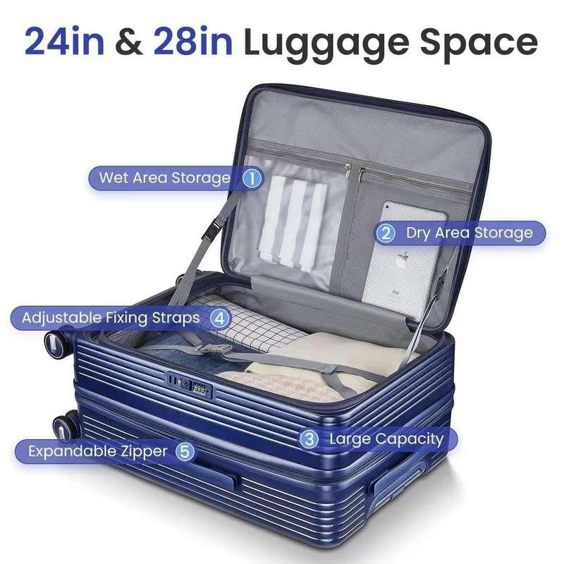 3-Piece Expandable Luggage Set with Laptop Access, Spinner Wheels & TSA Locks  Black & Blue Options