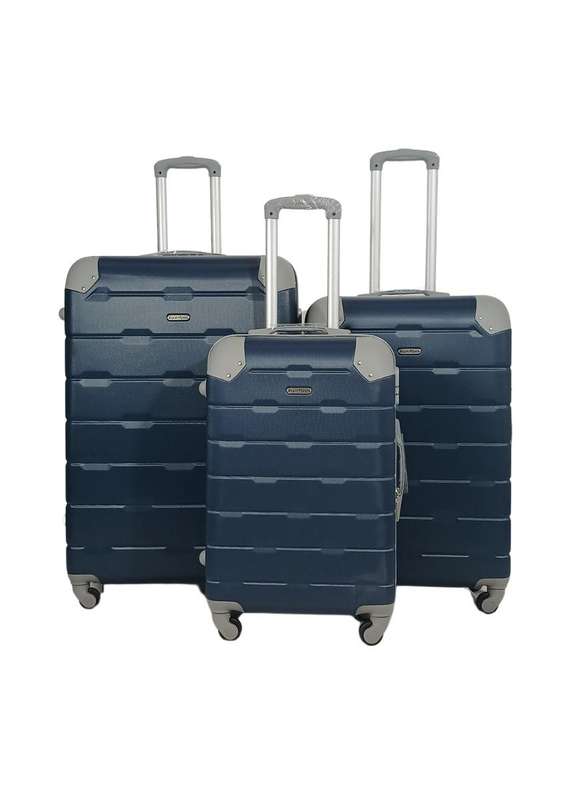 3-Piece Dark Blue Hard Shell Luggage Set with Spinner Wheels  Durable Travel Bags by BeginAgain