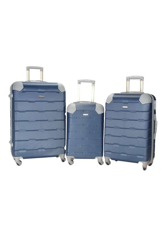 3-Piece Dark Blue Hard Shell Luggage Set with Spinner Wheels  Durable Travel Bags by BeginAgain