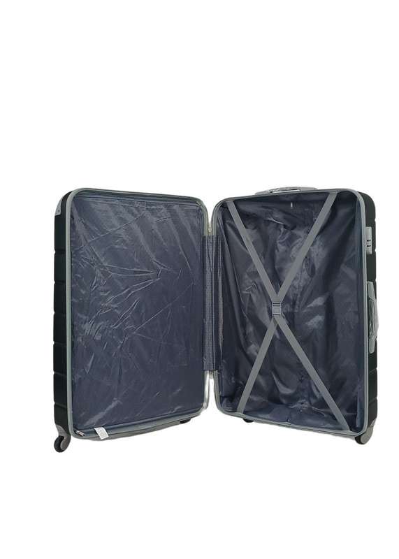 3-Piece Black Hard Shell Luggage Set with Spinner Wheels Lightweight Travel Suitcases