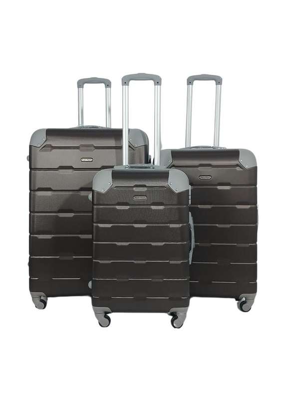3-Piece Brown Hard Shell Luggage Set with Spinner Wheels  Stylish Durable Travel Cases