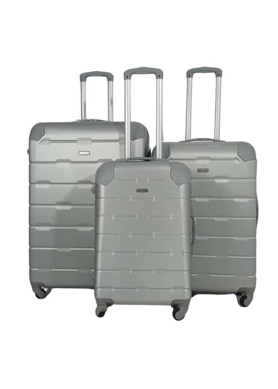 3-Piece Silver Hard Shell Luggage Set with Spinner Wheels Durable Travel Suitcases South Africa