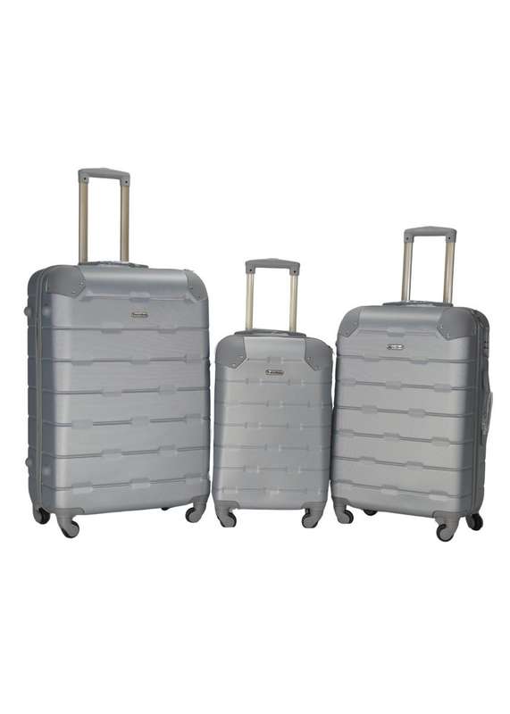 3-Piece Silver Hard Shell Luggage Set with Spinner Wheels Durable Travel Suitcases South Africa