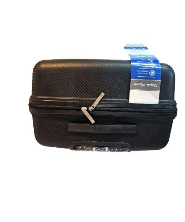 3-Piece Black Carbon-Texture Luggage Set with Spinner Wheels & Locks Durable Expandable Travel Cases