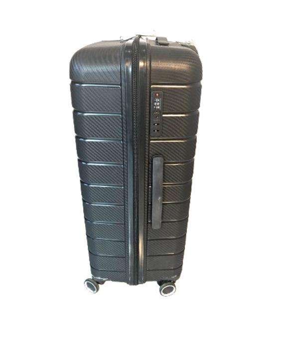 3-Piece Black Carbon-Texture Luggage Set with Spinner Wheels & Locks Durable Expandable Travel Cases