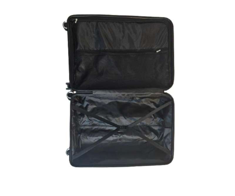 3-Piece Black Carbon-Texture Luggage Set with Spinner Wheels & Locks Durable Expandable Travel Cases