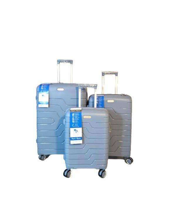 3-Piece Blue Hard Shell Luggage Set with Spinner Wheels &LocksDurable Expandable Travel Suitcase SA
