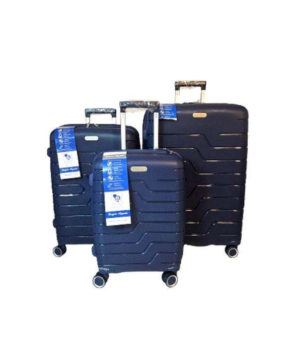 3-Piece Dark Blue Hard Shell Luggage Set by Begin Again  Spinner Wheels, Locks & Expandable Storage