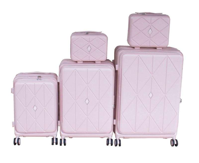 Light Pink 5-Piece Spinner Luggage Set with TSA Locks & Cosmetic Cases  Diamond Travel Set SA