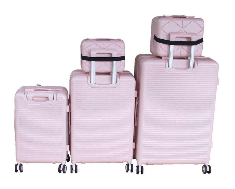 Light Pink 5-Piece Spinner Luggage Set with TSA Locks & Cosmetic Cases  Diamond Travel Set SA