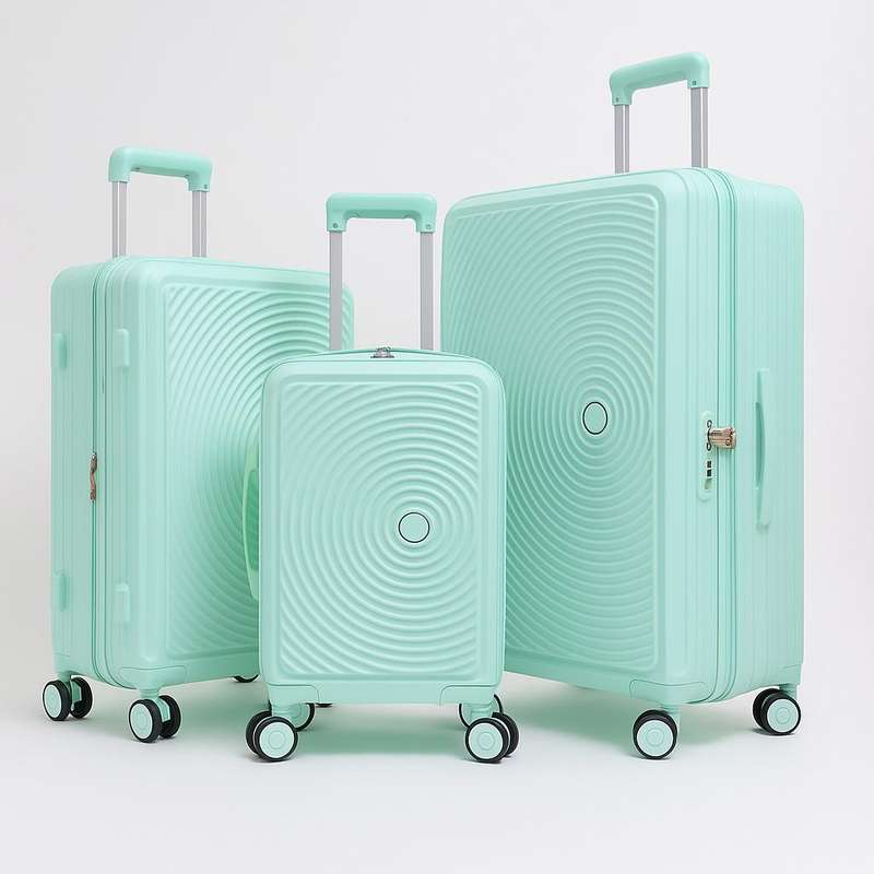 Light Green 5-Piece Spinner Luggage Set with TSA Locks & Wave Pattern  Stylish Travel System SA