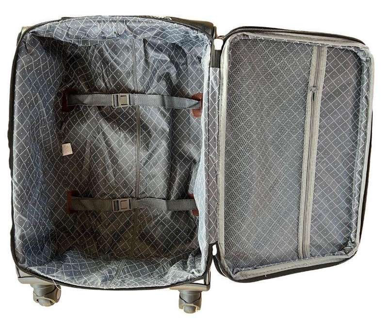 3-Piece Blue Soft Shell Luggage Set  Spinner Wheels, Combo Locks & Quilted Interior Organizers