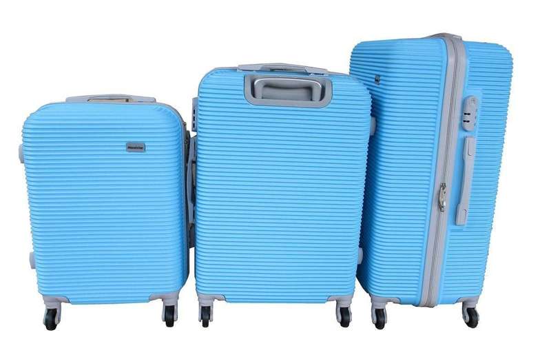 3-Piece Sky Blue HardShell Luggage Set by MooiStarSpinner Wheels,Combo Locks&Modern Travel Design